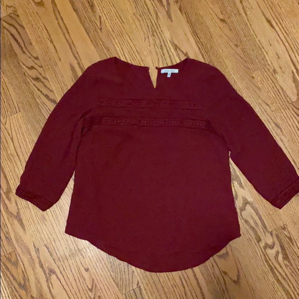 Naked Zebra wine colored peasant top